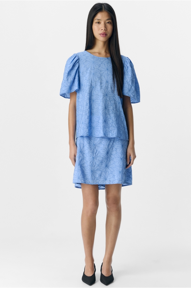 OBJILLY S/S RE O-NECK TOP 138 23046466 CORNFLOWER BLUE